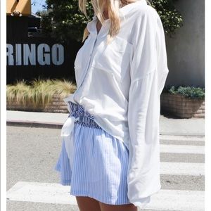Puff sleeve button up long sleeve dress shirt